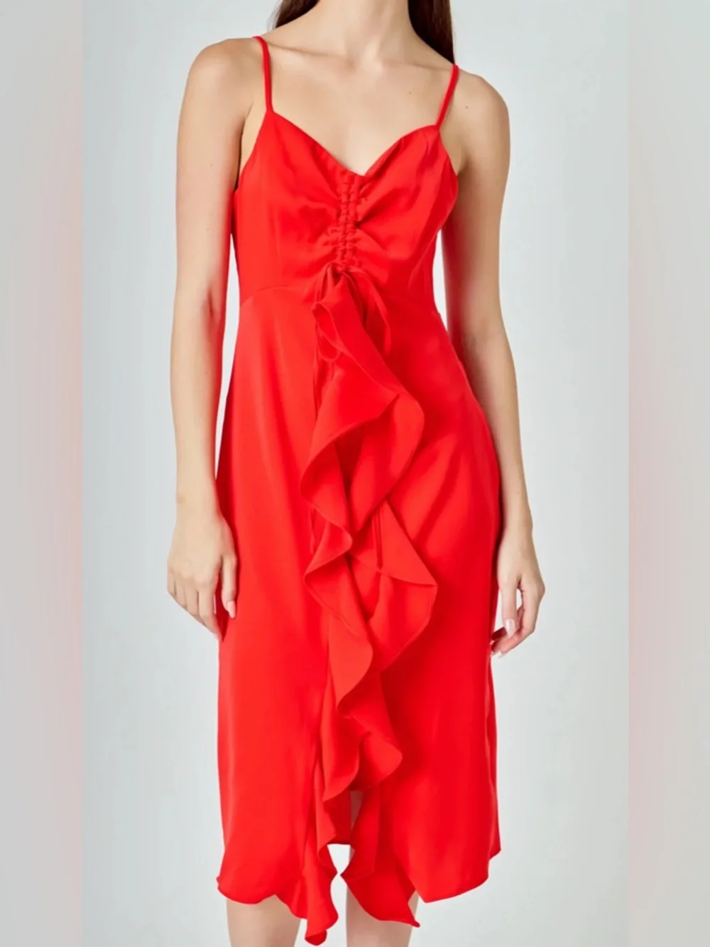 ENDLESS ROSE CASCADING RUFFLE DRESS XS - Picture 2 of 13